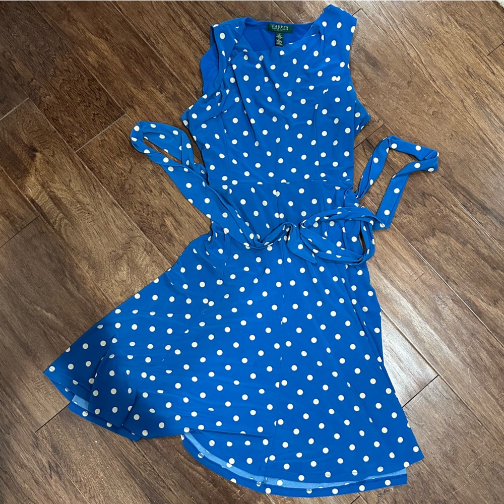Lauren Ralph Lauren Polka Dot Blue Dress